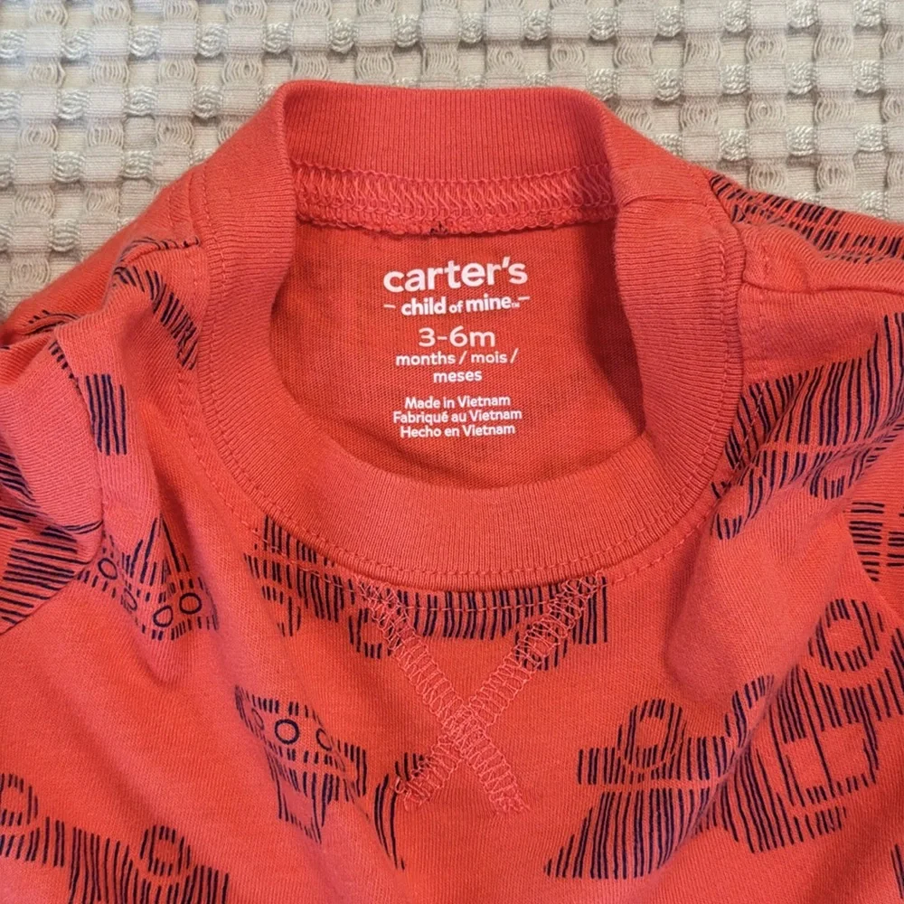 3/$15 🌸 Carter’s Baby Boy Romper Construction Trucks Onesie Stripes